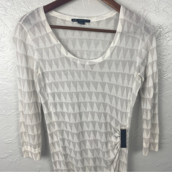 Armani Exchange A|X white gray geometric fine knit sweater dress/tunic XS - Picture 2 of 7